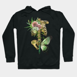 Skeleton, Flower And Butterfly Hoodie